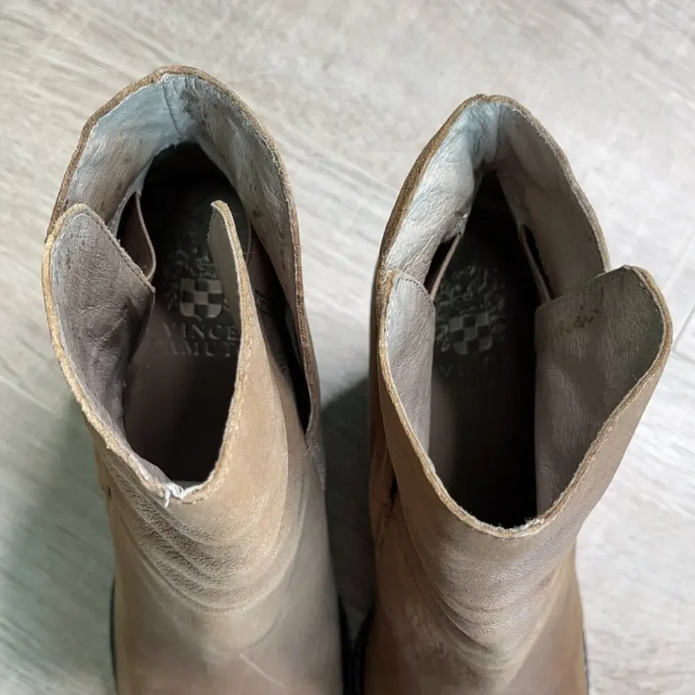 VINCE CAMUTO Ristin Brown Leather Ankle Bootie